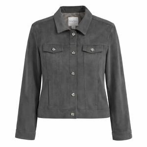 Tommy Bahama Women's Faux Suede Knit Top Jacket Gray Stretch Resort - XL